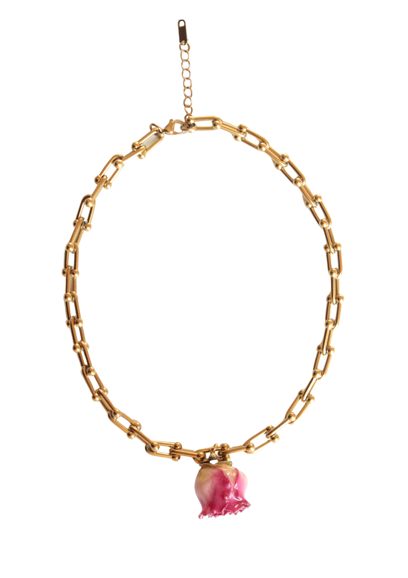 Naszyjnik z różową różą