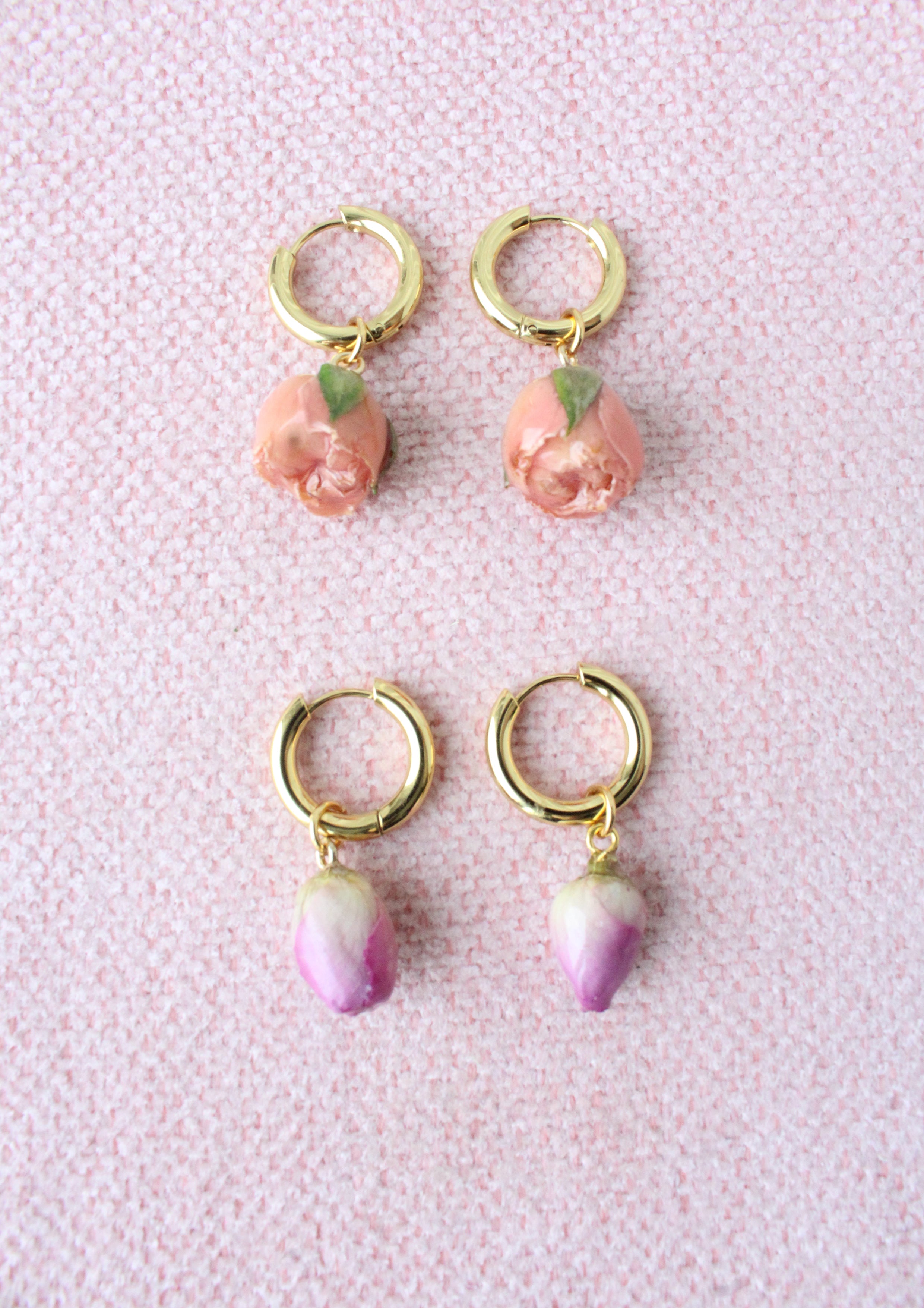 Kolczyki różyczki ciemnoróżowe