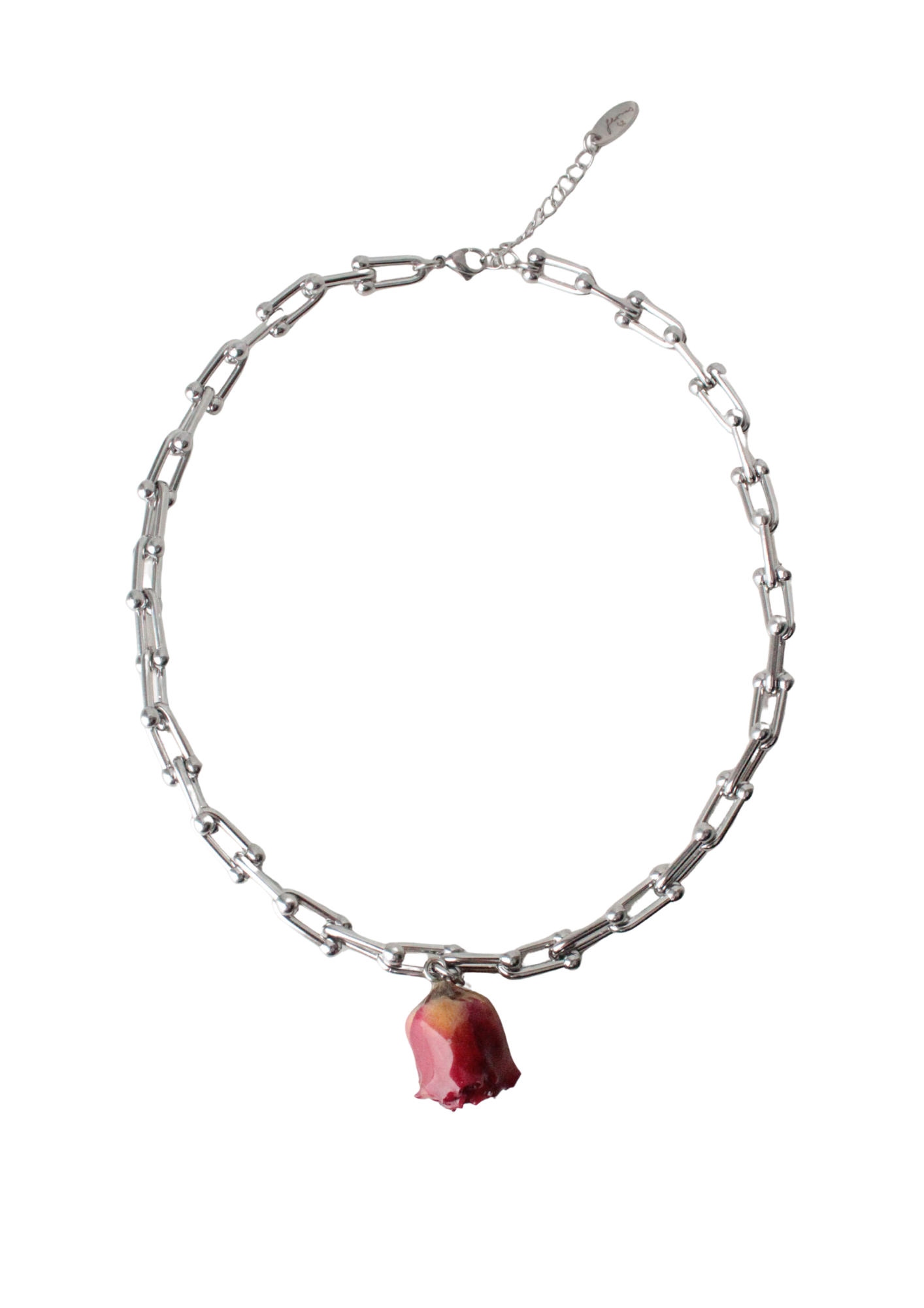 Naszyjnik z bordową różą