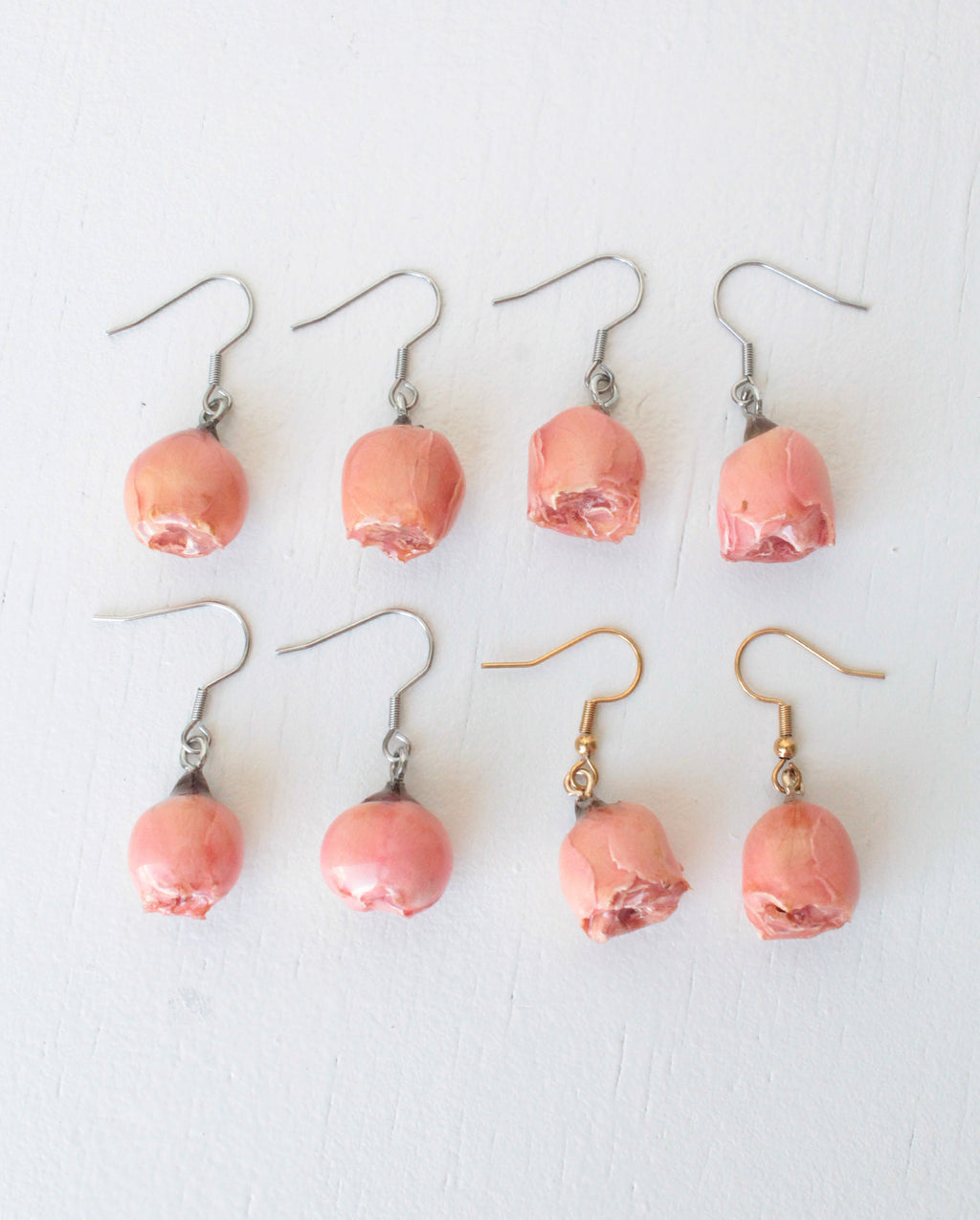 Peach rose earrings