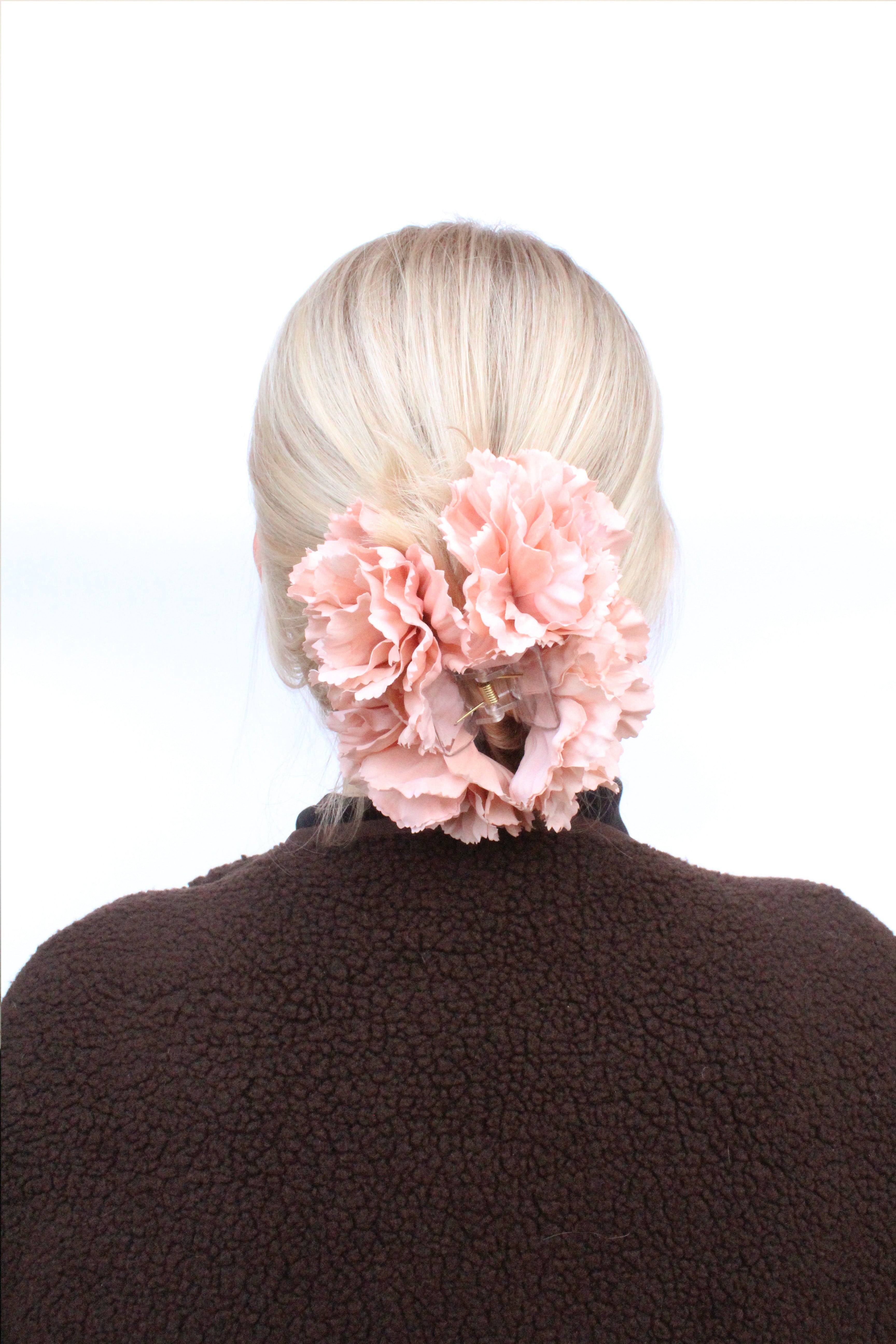 Peach carnation Double Hair clip