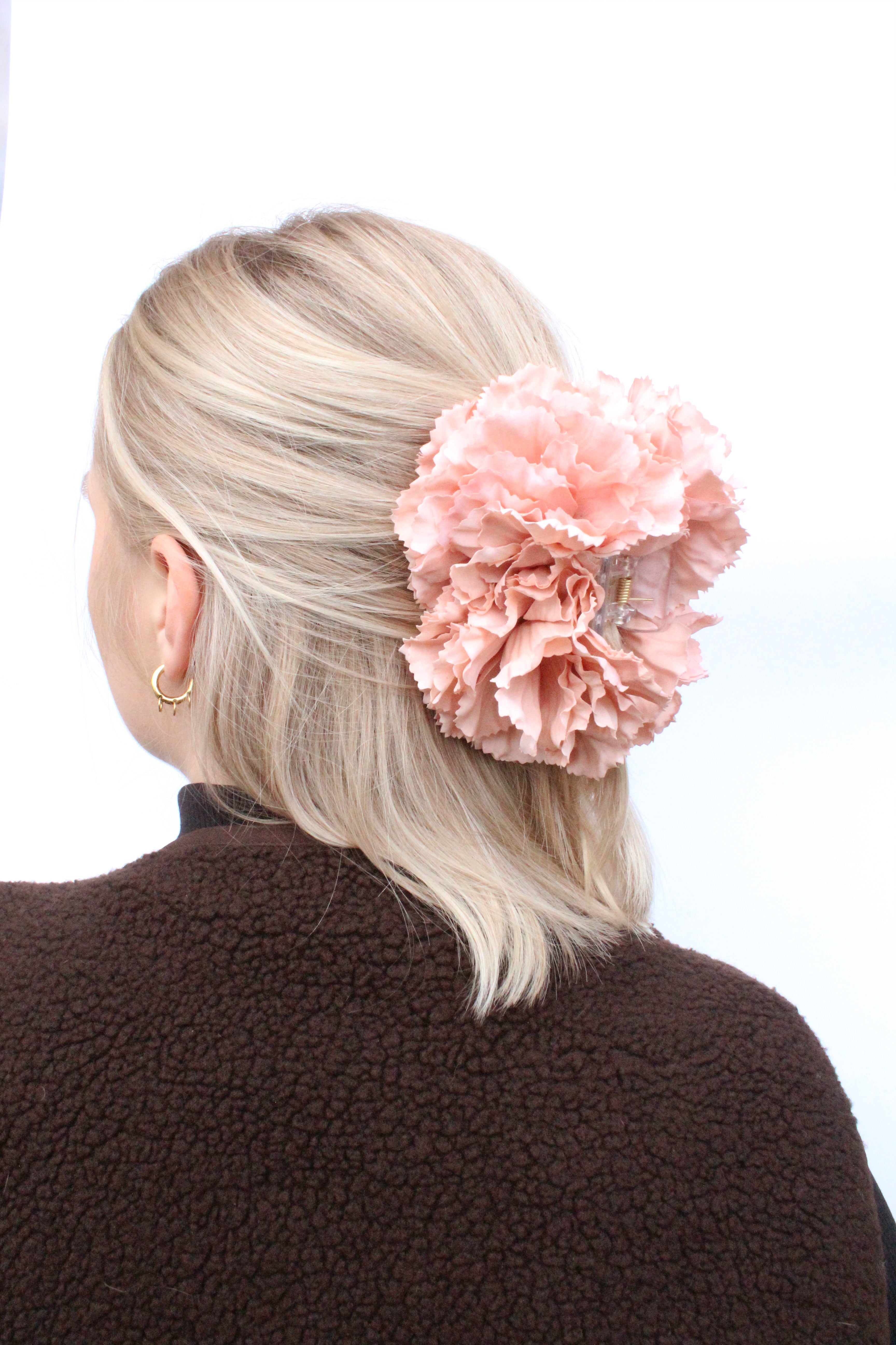 Peach carnation Double Hair clip