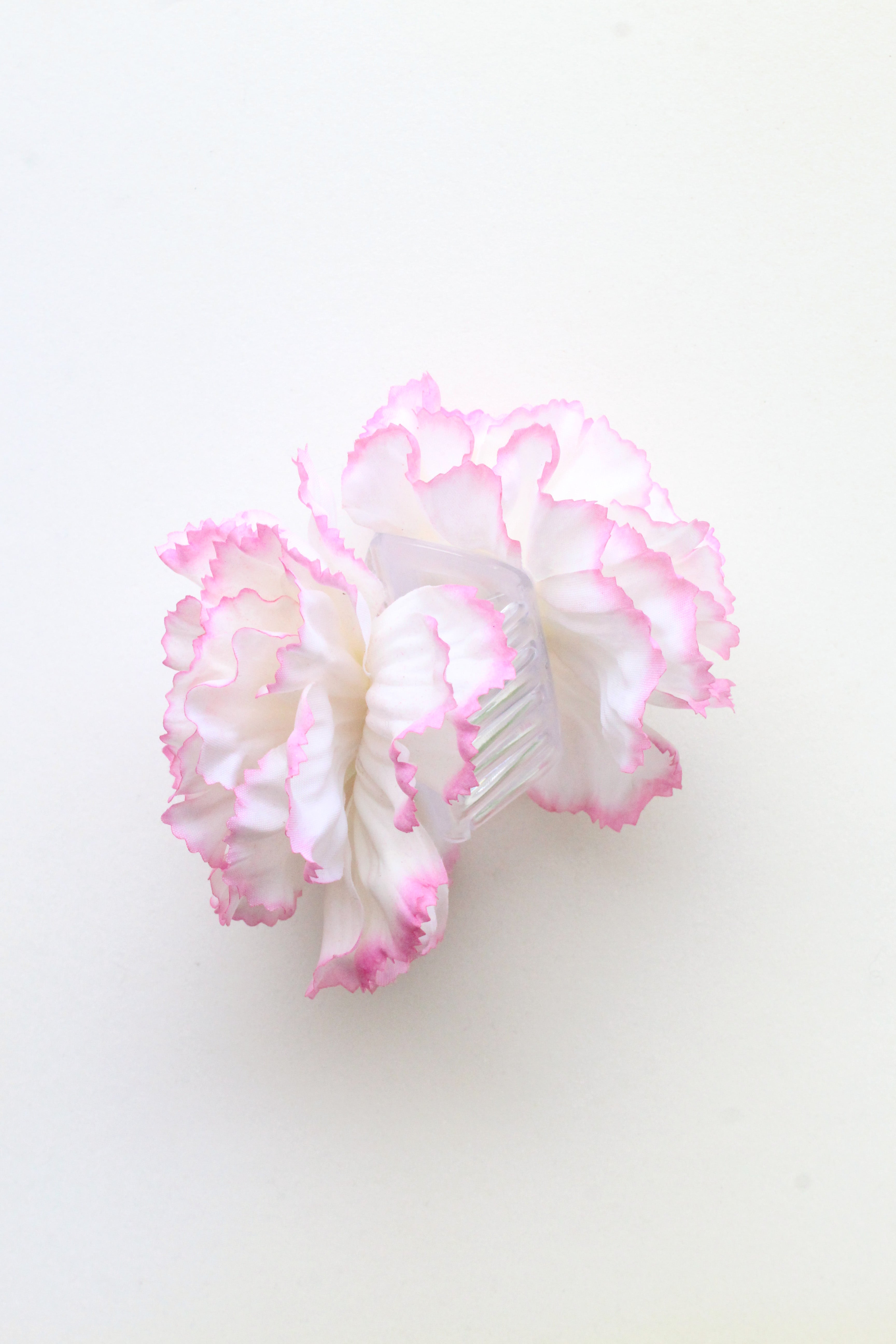 White and pink Carnation hair clip