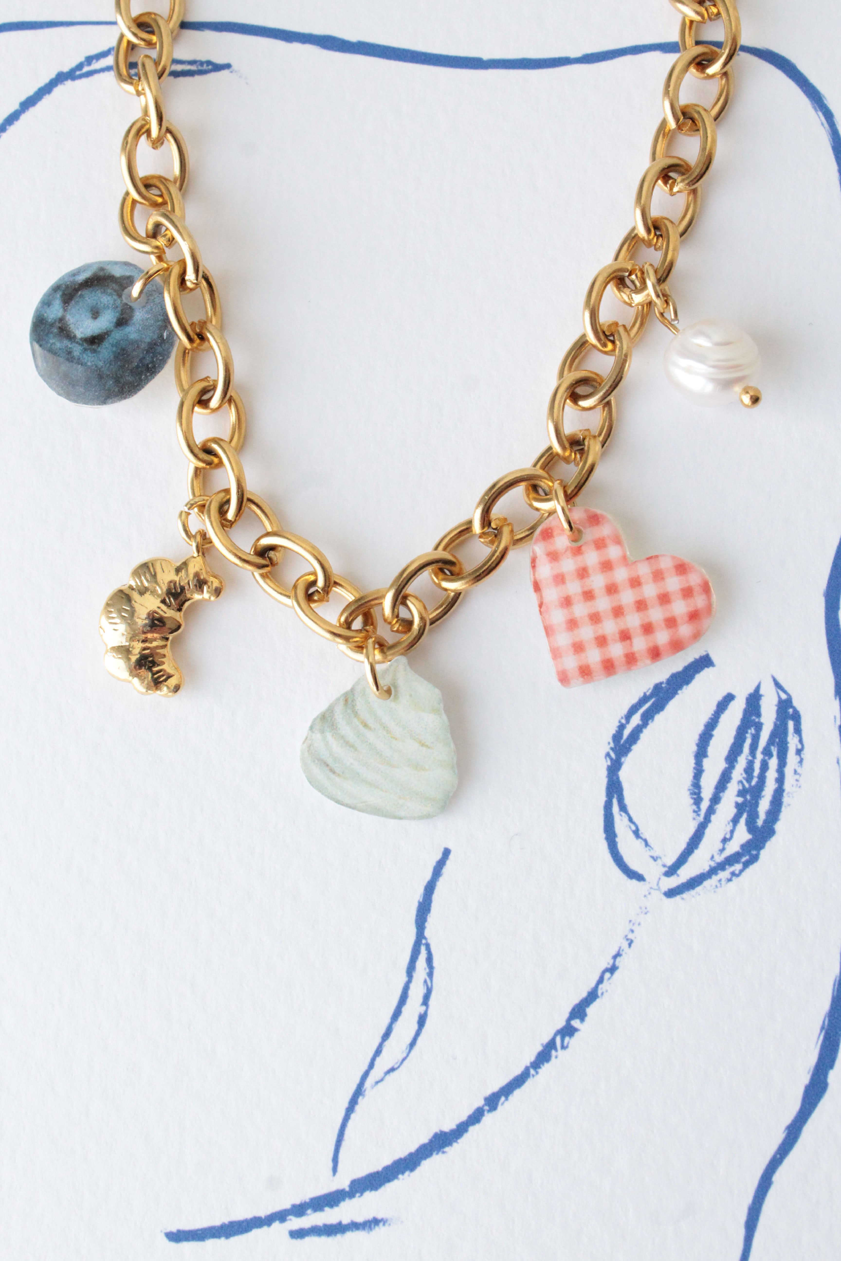 Naszyjnik z charmsami Blueberry Soda