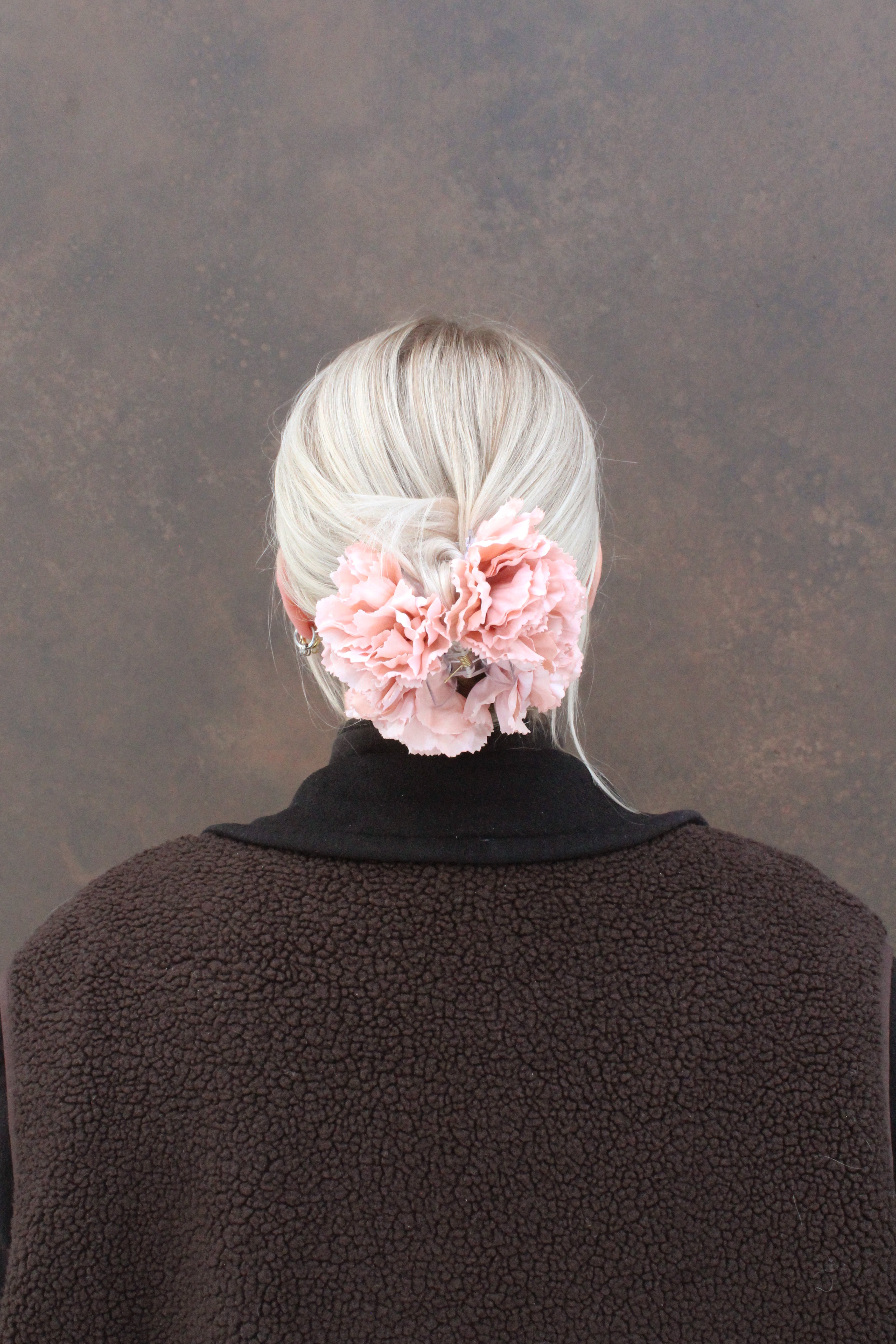 Peach carnation Double Hair clip