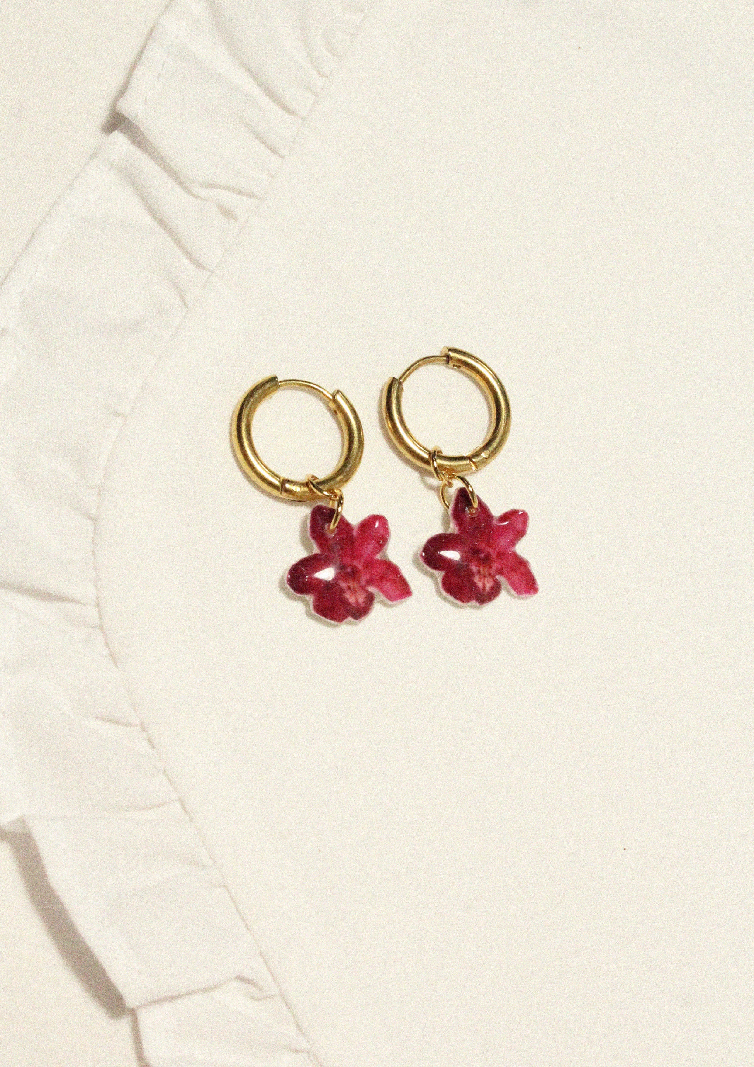 Kolczyki Bordowy kwiat