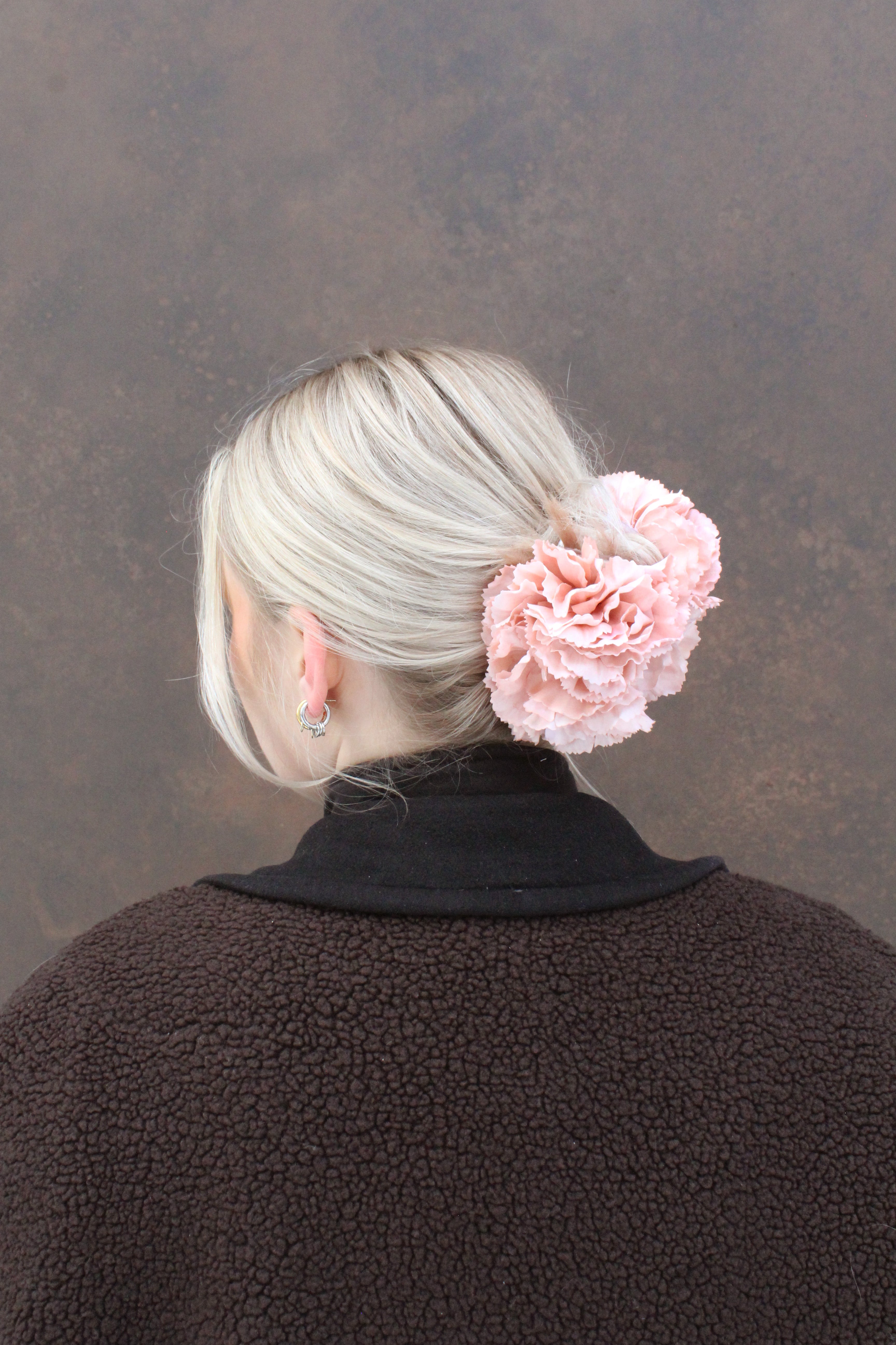 Peach carnation Double Hair clip