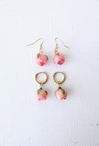 Peach rose earrings