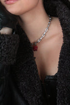 Burgundy rose necklace
