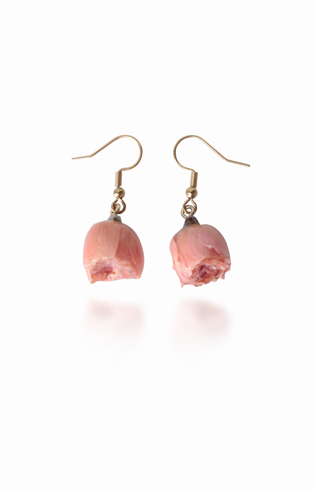 Peach rose earrings
