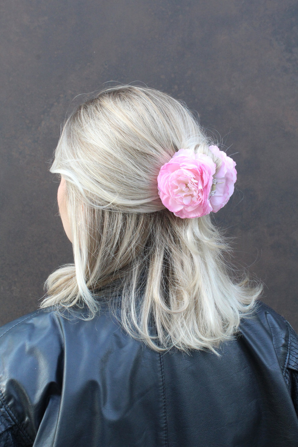Pink rose hair clip