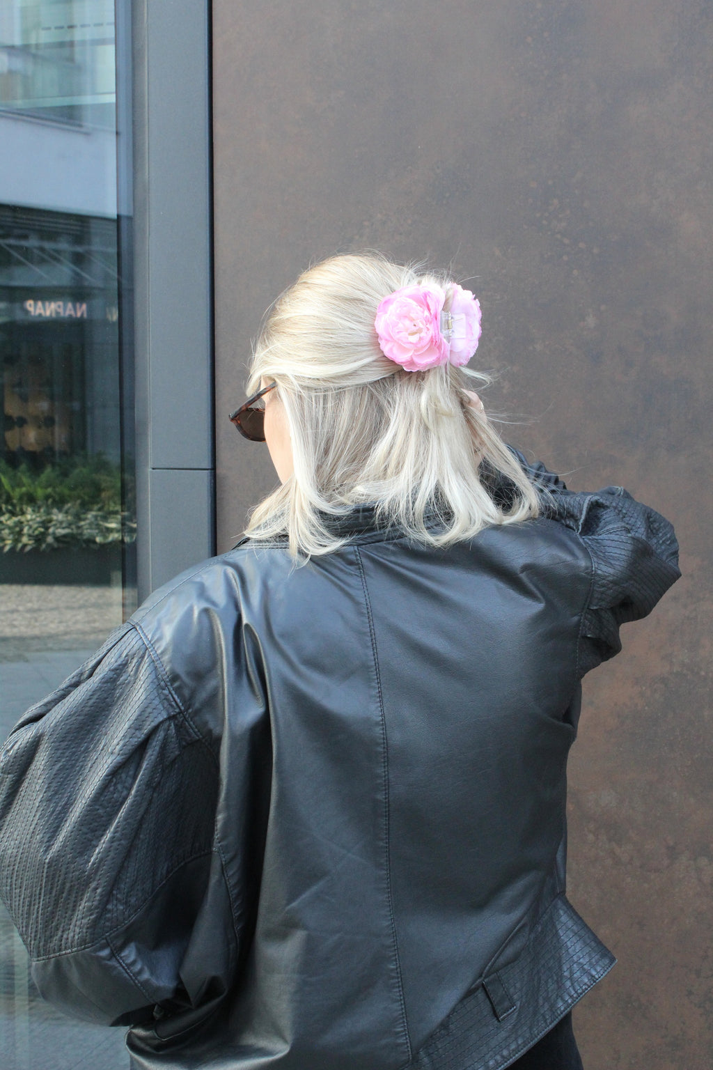 Pink rose hair clip