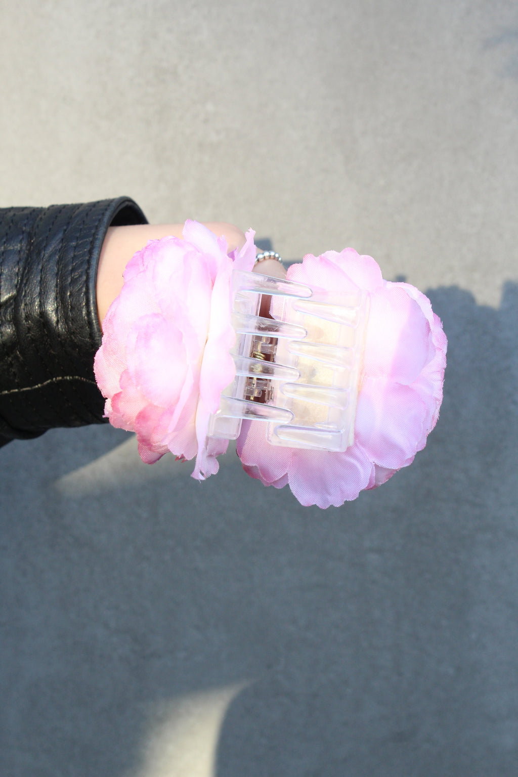 Pink rose hair clip