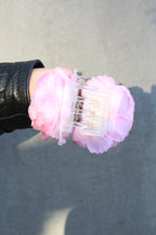 Pink rose hair clip