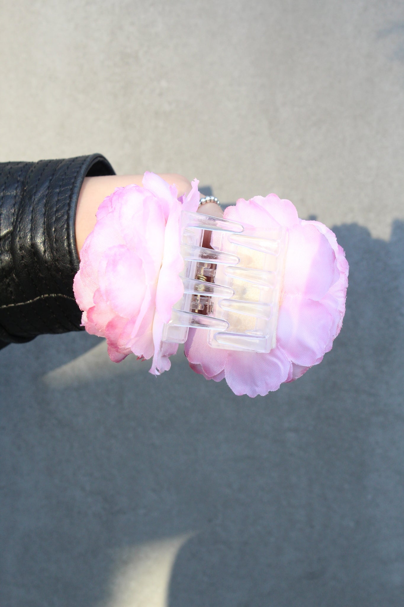 Pink rose hair clip