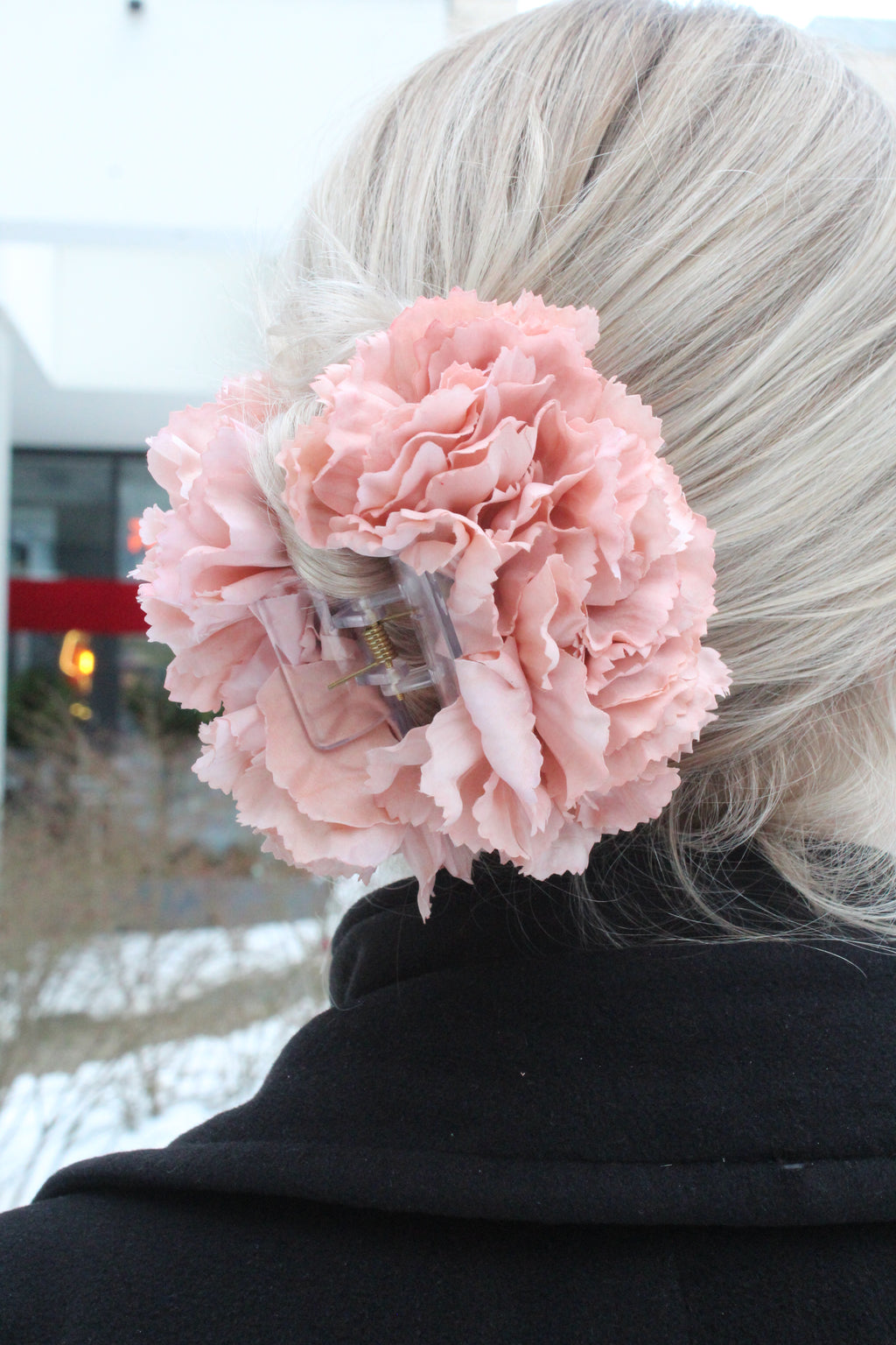 Peach carnation Double Hair clip