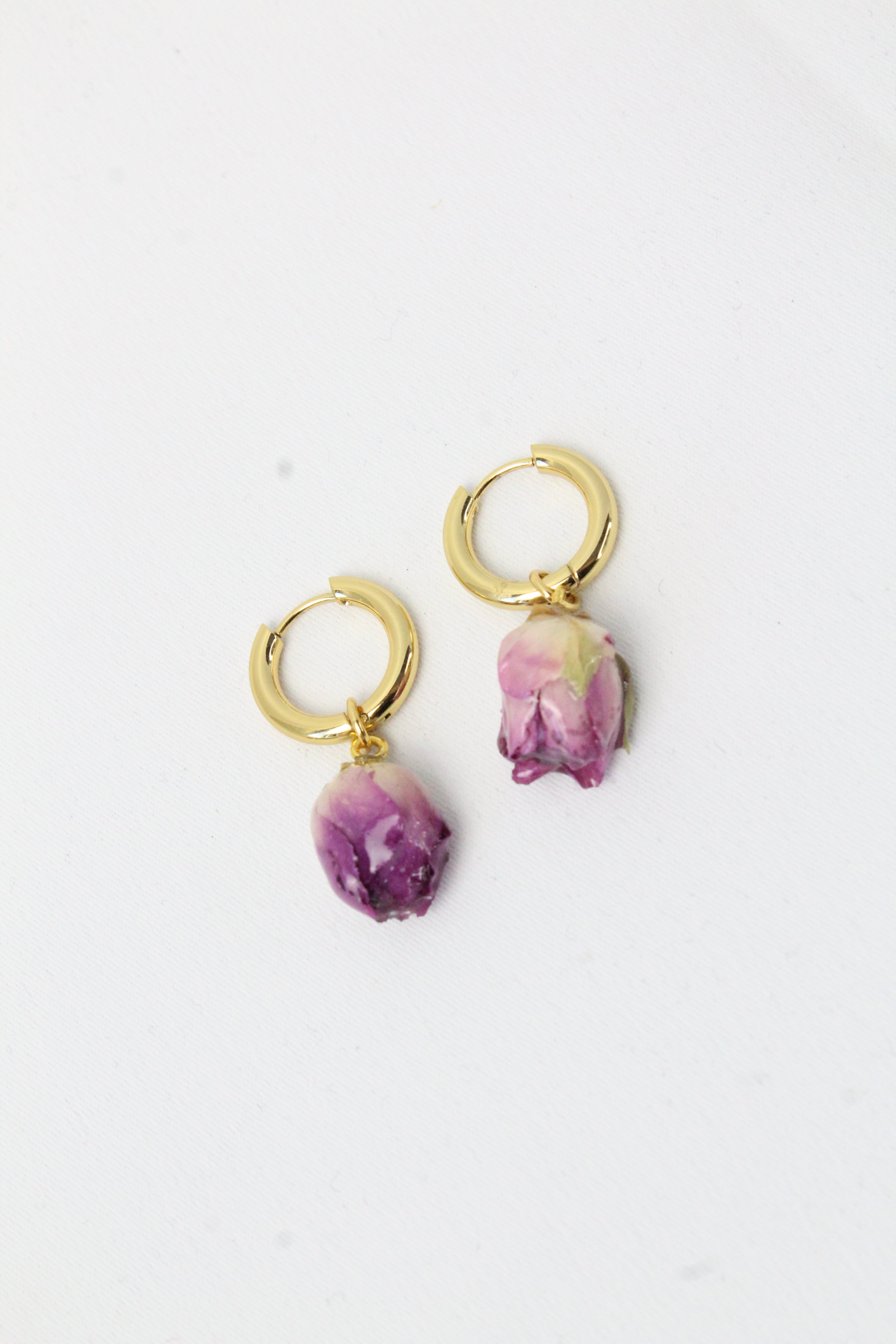 Kolczyki różyczki ciemnoróżowe