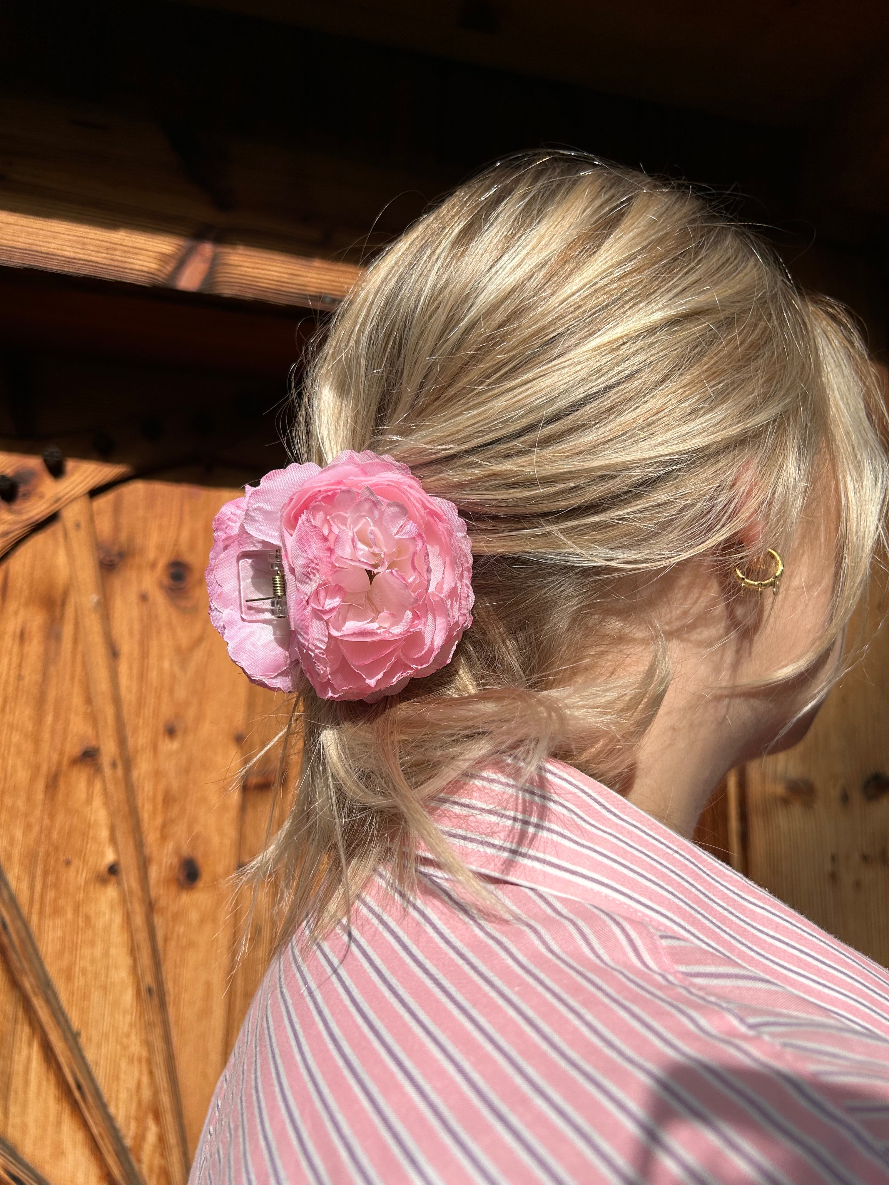 Pink rose hair clip