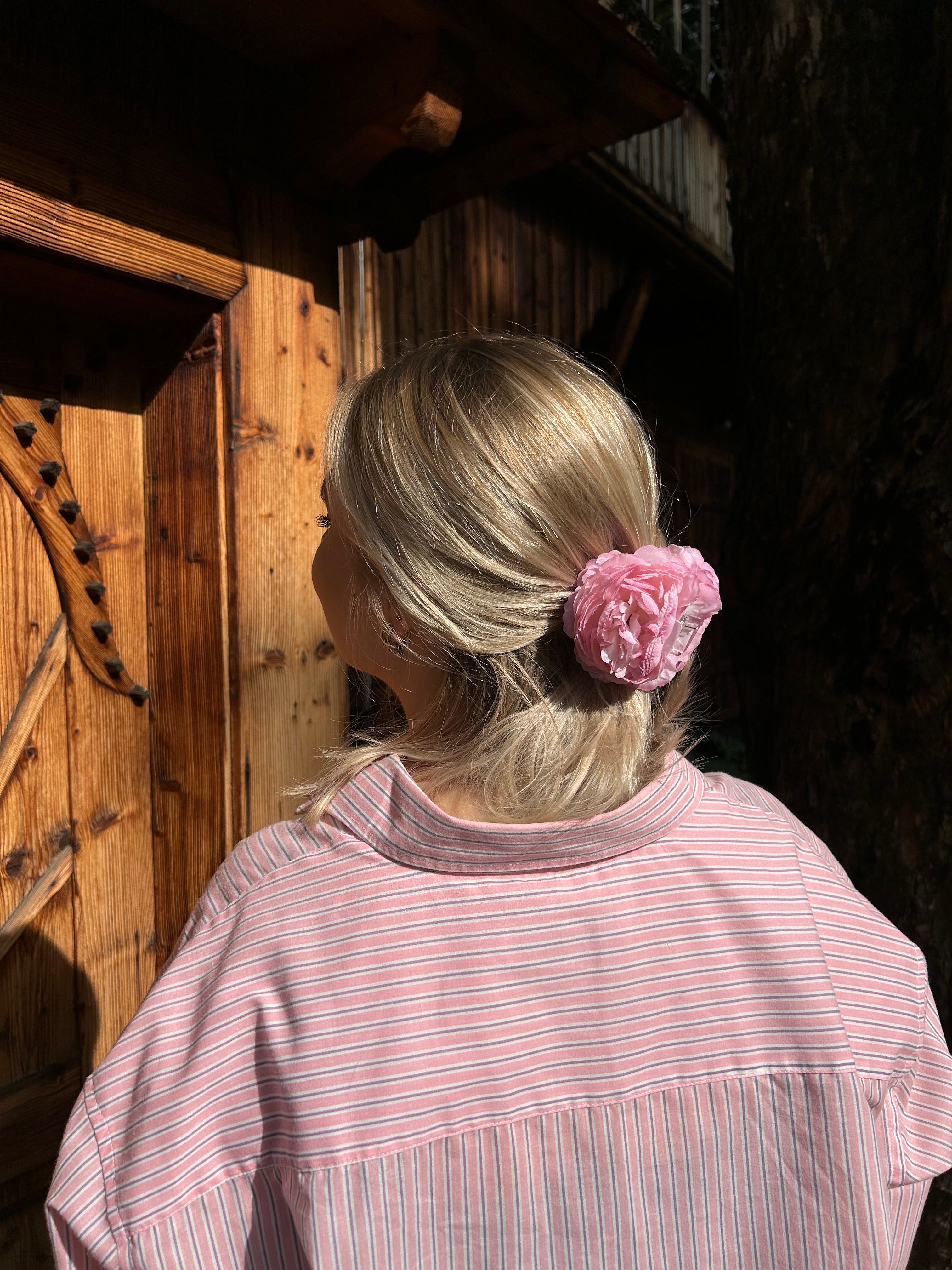 Pink rose hair clip