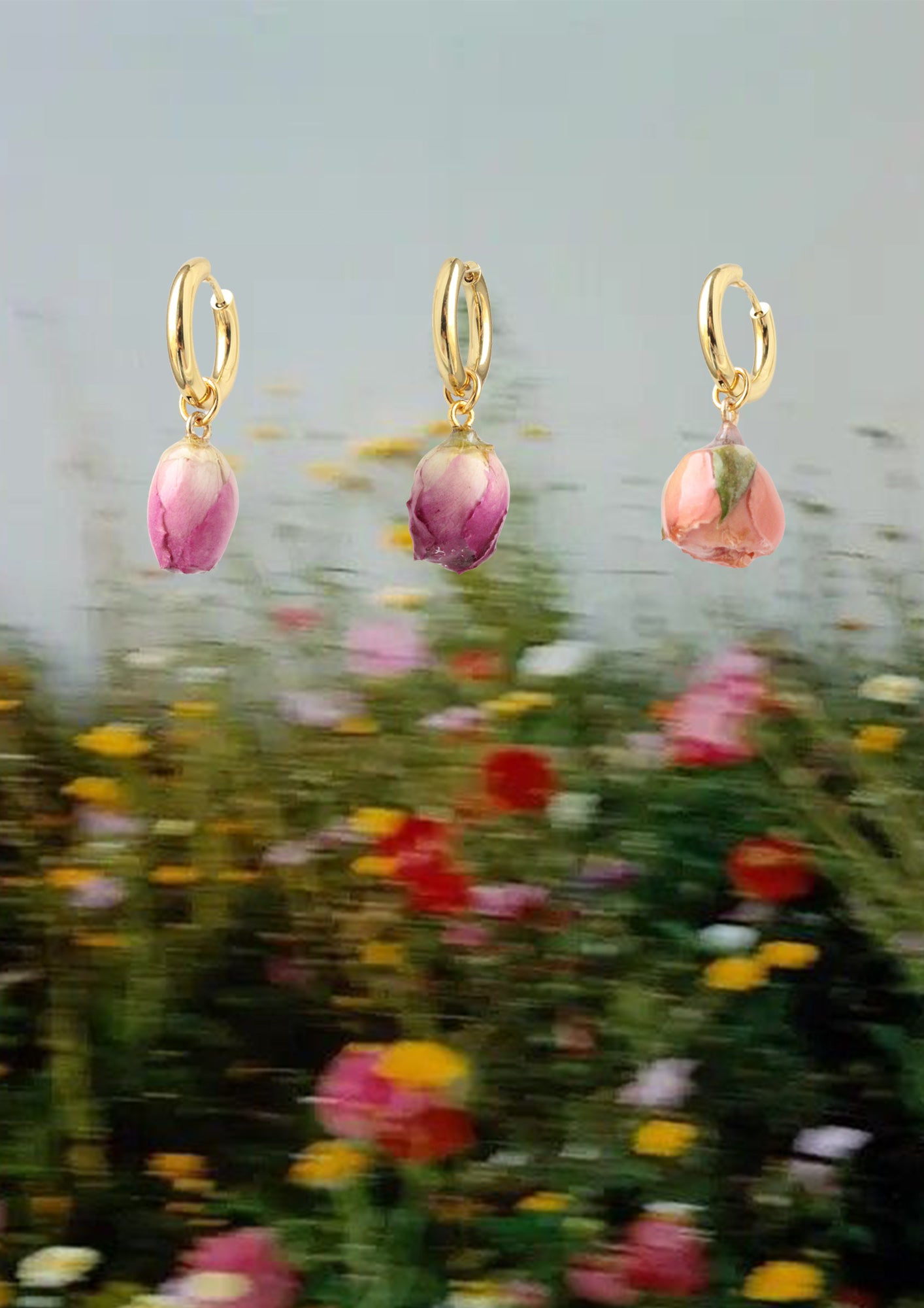 Kolczyki różyczki ciemnoróżowe